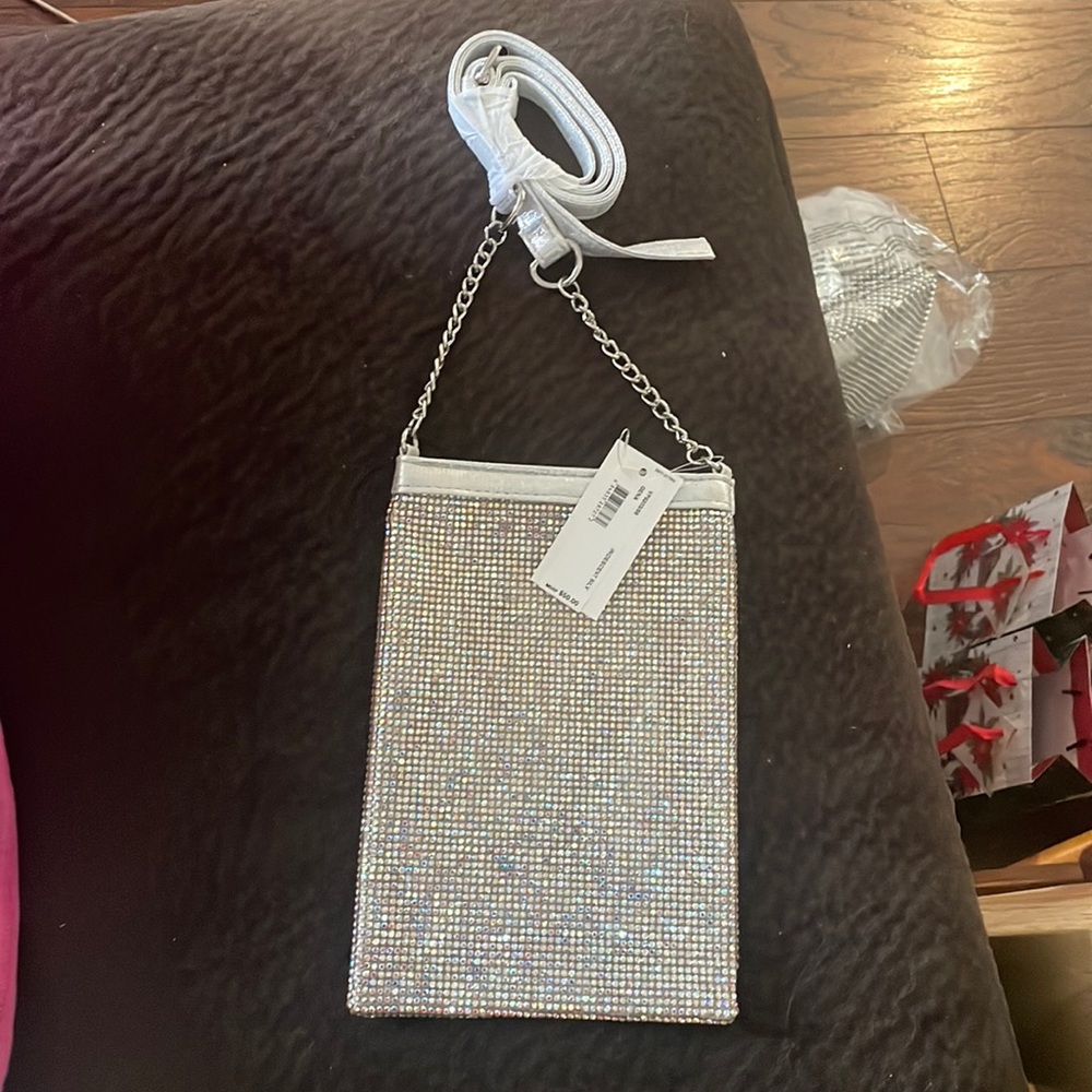 Jessica McClintock Iridescent Silver purse Gena BRAND NEW!